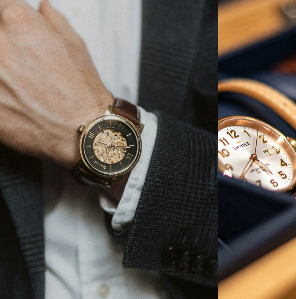 Man wearing suit and luxury watch